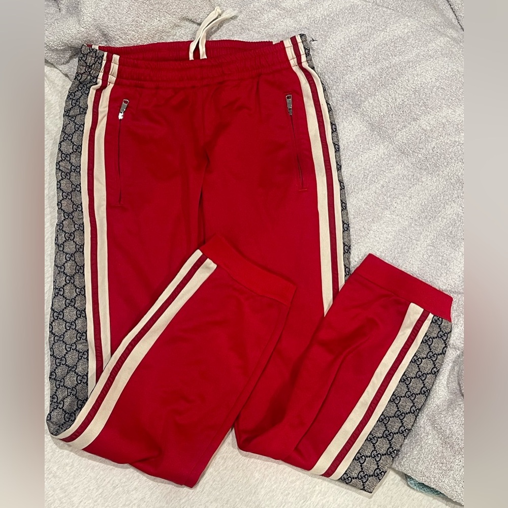 Gucci Red Kids Joggers with Gray Accents - Picture 2 of 5